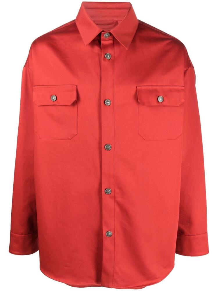 424 button-down fitted shirt jacket - Red Cover