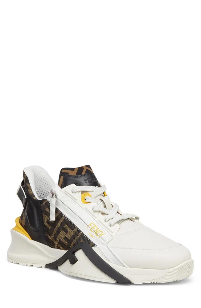 Fendi Flow Logo Low Top Sneaker in White/Yellow Cover