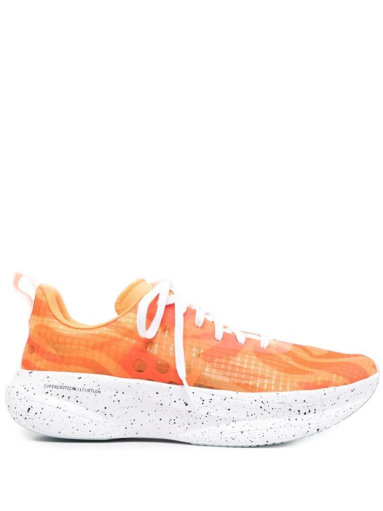 BRAND BLACK abstract-pattern lace-up sneakers - Orange Cover