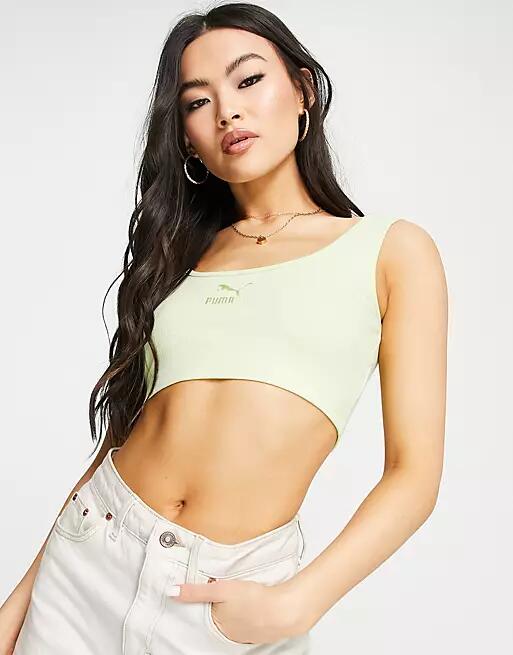 PUMA Classics ribbed bralette in lime green Cover