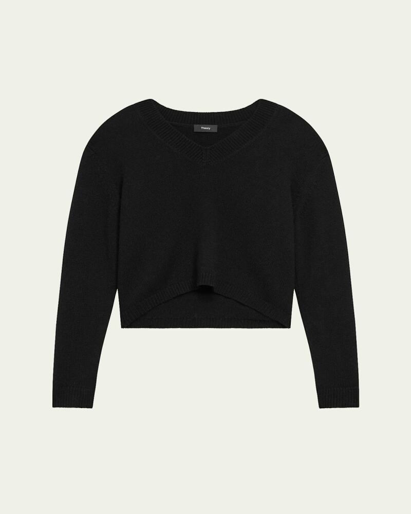 Theory Cashmere Cropped V-Neck Pullover Sweater Cover