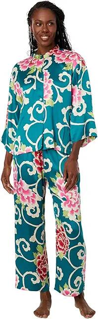 N by Natori Saz Satin PJ Set (Spruce Multi) Women's Pajama Sets Cover