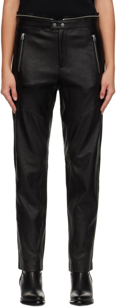 rag & bone Black Sedona Moto Leather Pants Cover