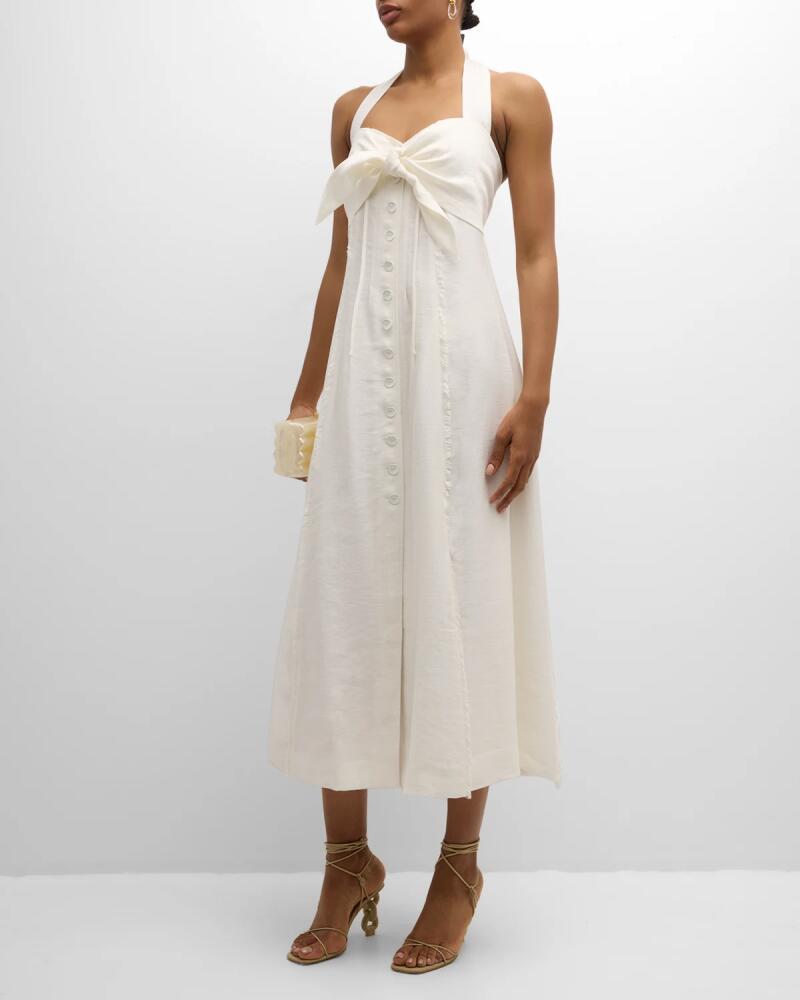 Cult Gaia Brylie Knotted-Bust Midi Halter Dress Cover