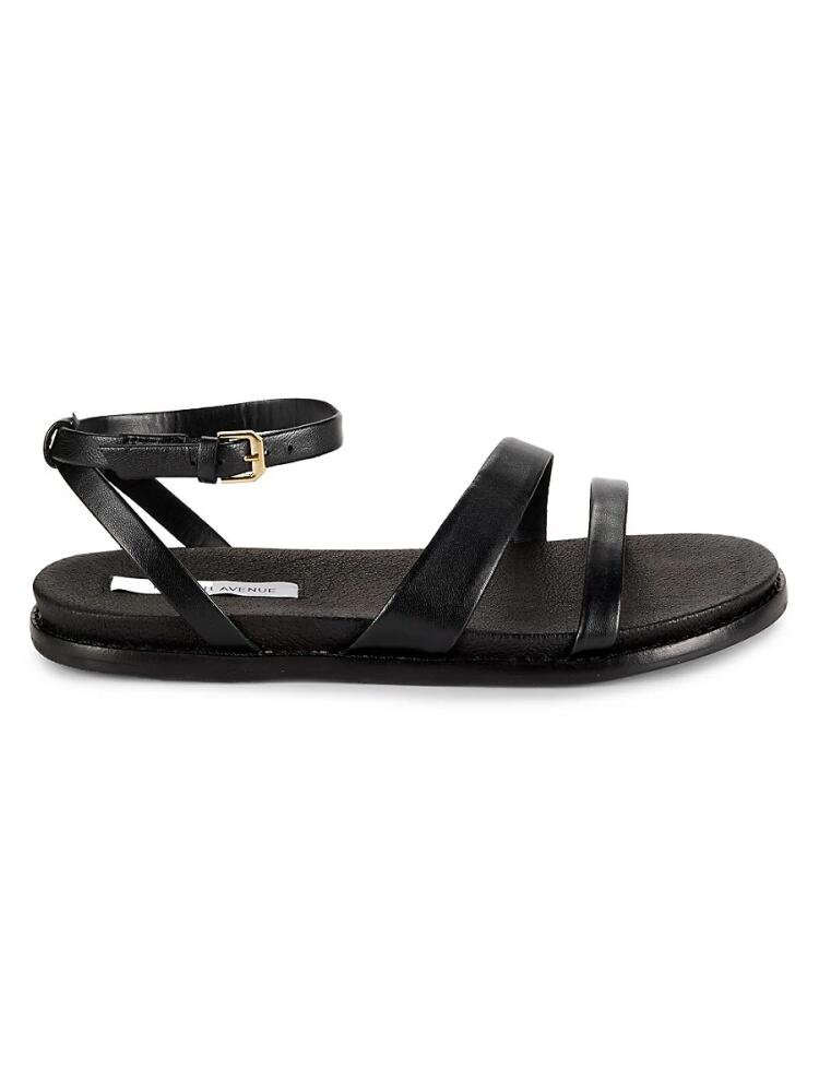 Saks Fifth Avenue Women's Strappy Leather Flat Sandals - Black Cover