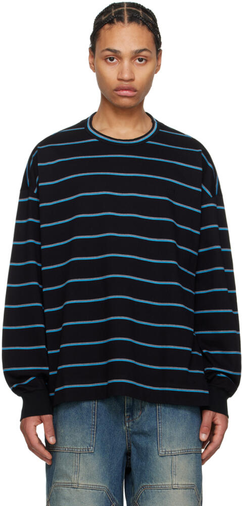 Juun.J Black & Blue Striped Long Sleeve T-Shirt Cover