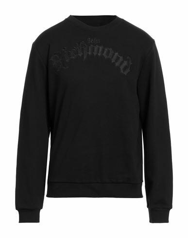 John Richmond Man Sweatshirt Black Cotton, Polyester Cover