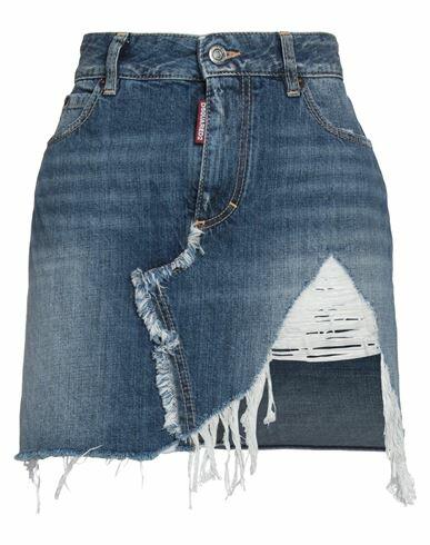 Dsquared2 Woman Denim skirt Blue Cotton, Calfskin Cover