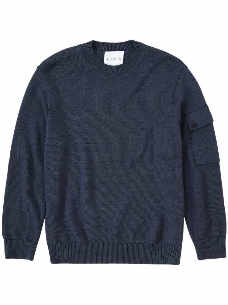 Closed ribbed-edge crew-neck jumper - Blue Cover