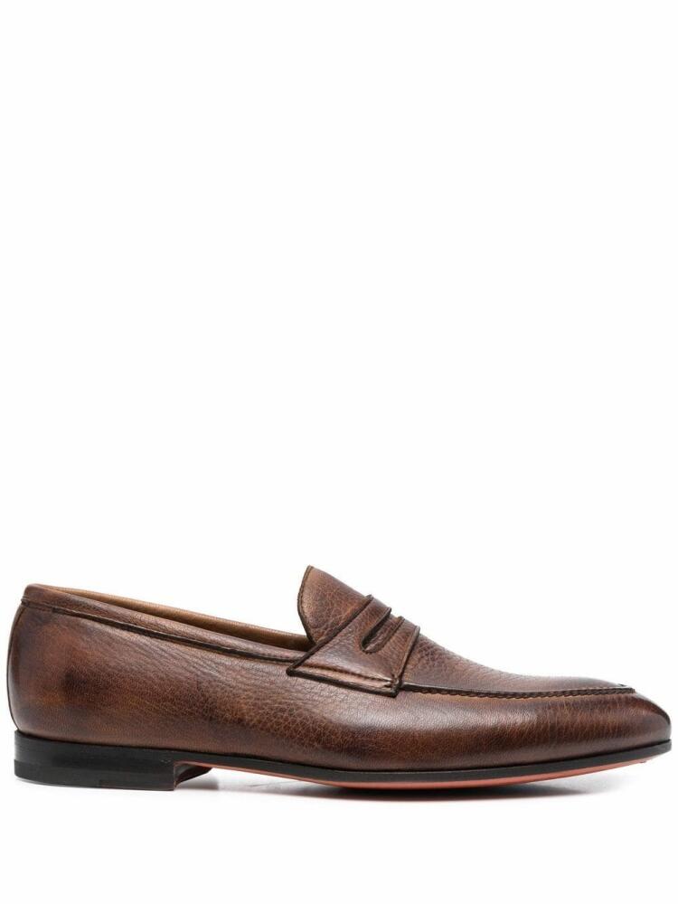 Bontoni principe leather slip-on loafers - Brown Cover