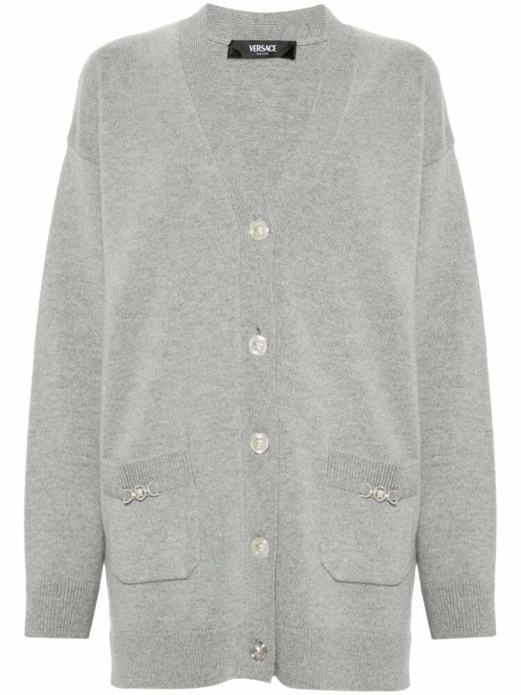 Versace V-neck mélange cardigan - Grey Cover