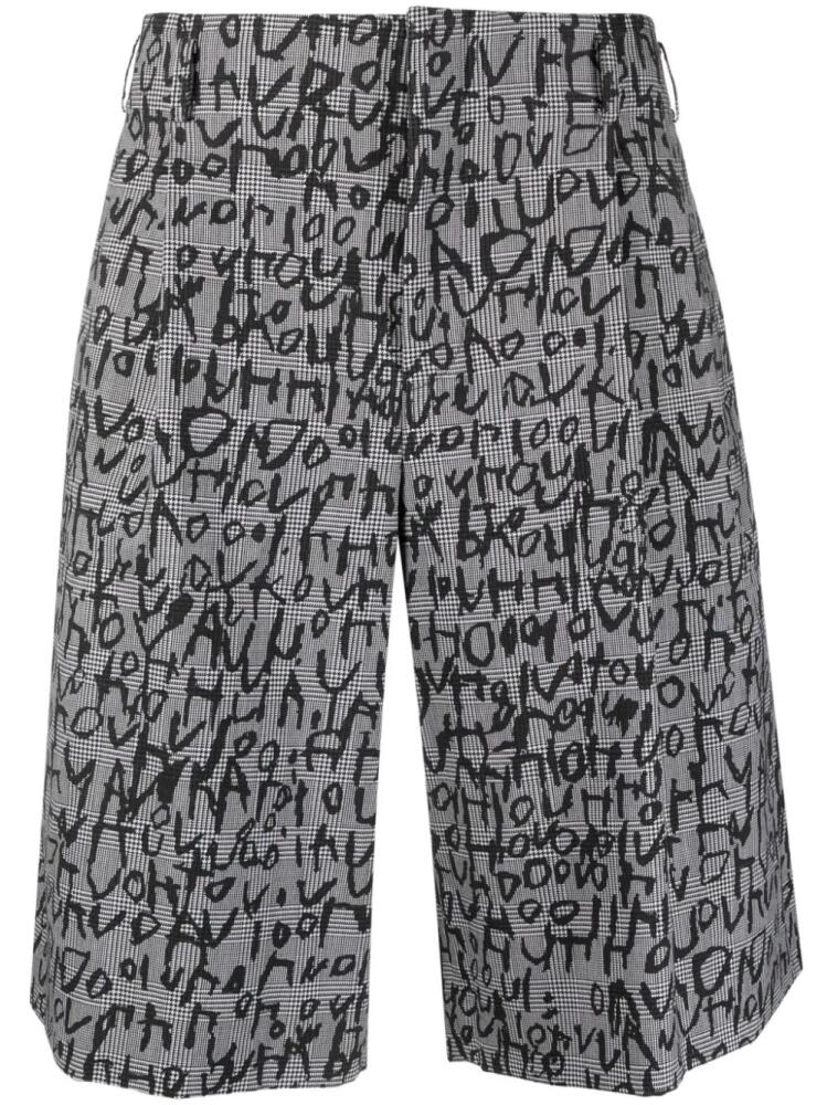 Comme des Garçons Homme Plus text-print plaid-check tailored shorts - Grey Cover