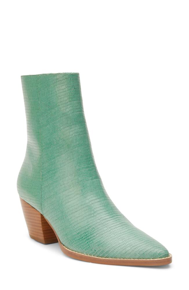 Matisse Caty Western Pointed Toe Bootie in Jade Snake Cover