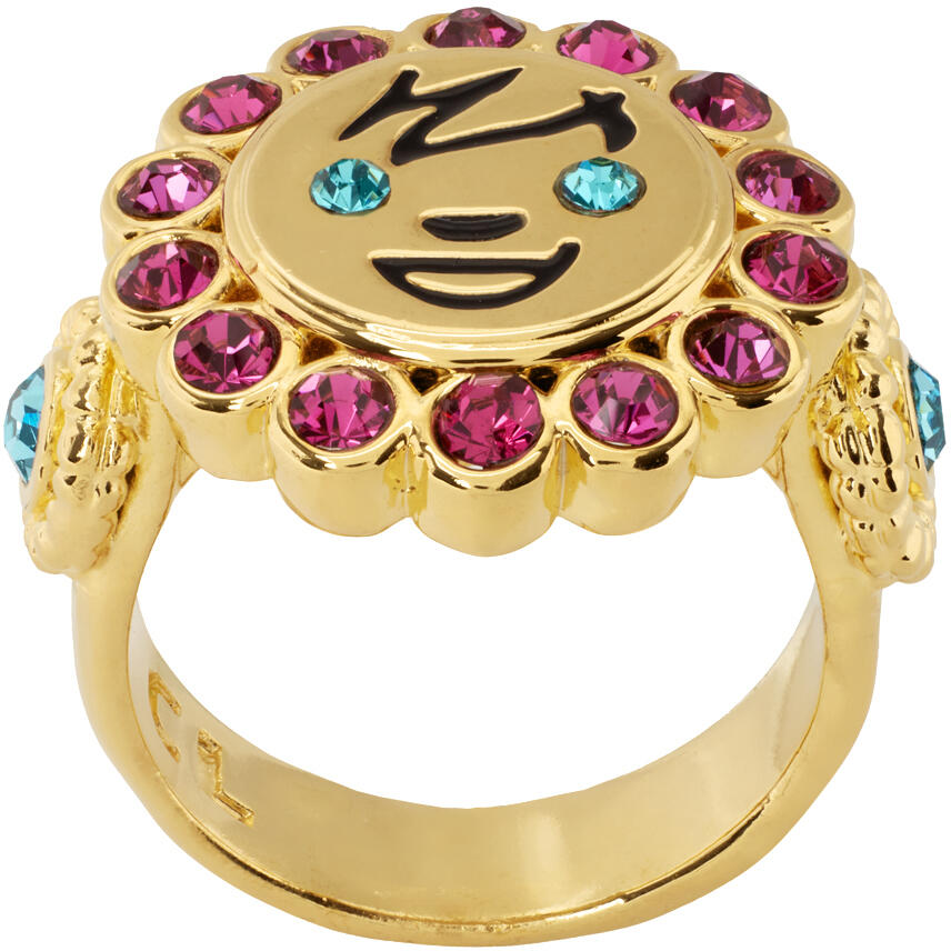 Chopova Lowena Gold Face Gem Ring Cover