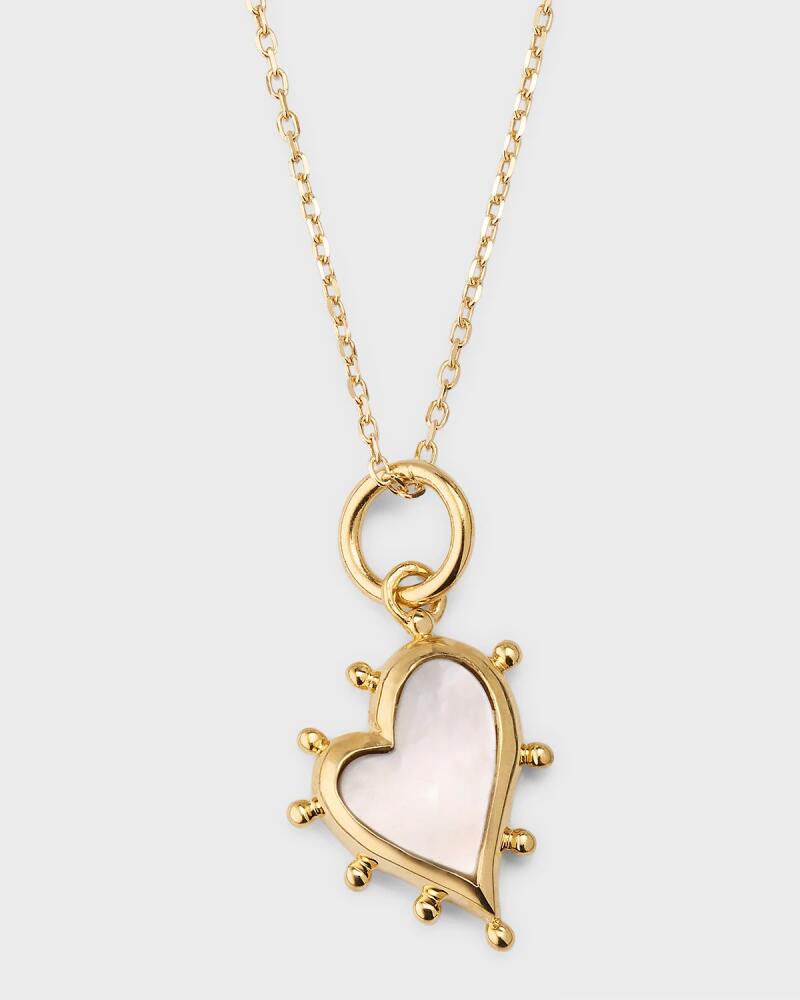 Monica Rich Kosann 18K Yellow Gold Petite Mother of Pearl Heart Necklace Cover