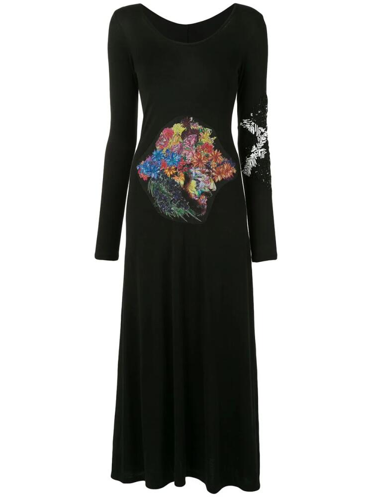 Yohji Yamamoto floral patch embroidered dress - Black Cover