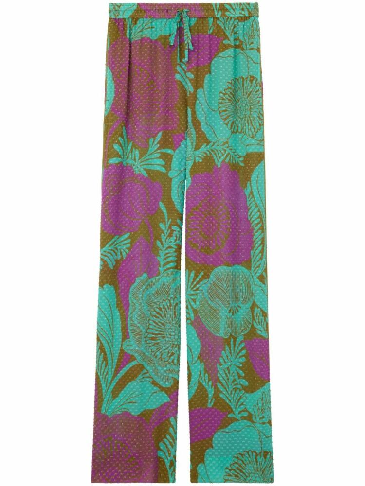 St. John floral-print wide-leg trousers - Green Cover