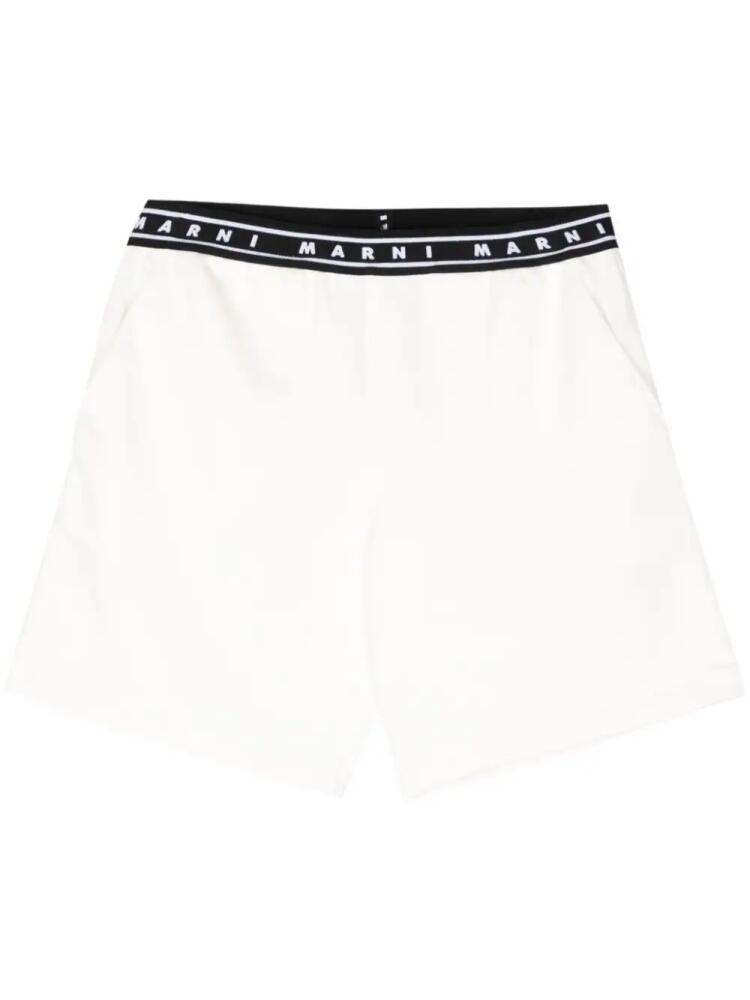 Marni logo-print strap cotton shorts - White Cover