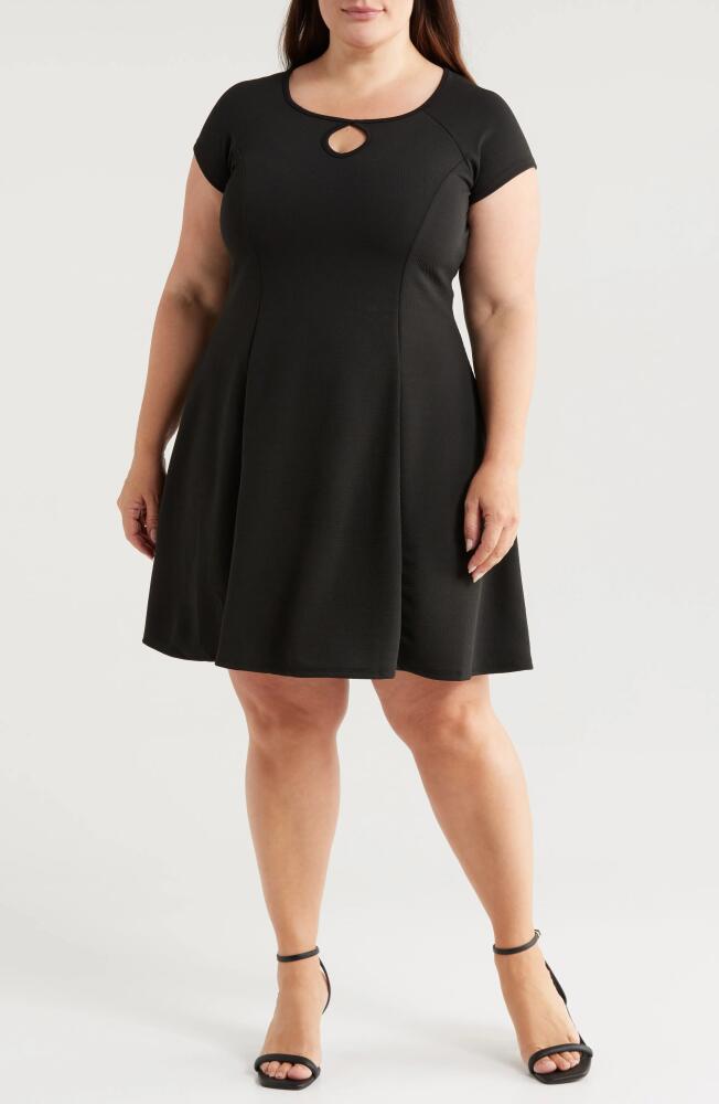 24seven Comfort Apparel Keyhole Cutout Fit & Flare Dress in Black Cover