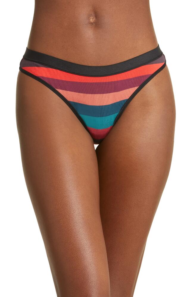 MeUndies Print Seamless Thong in Bright Stripes Cover