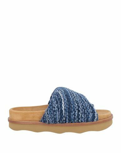 Chloé Woman Sandals Blue Textile fibers Cover