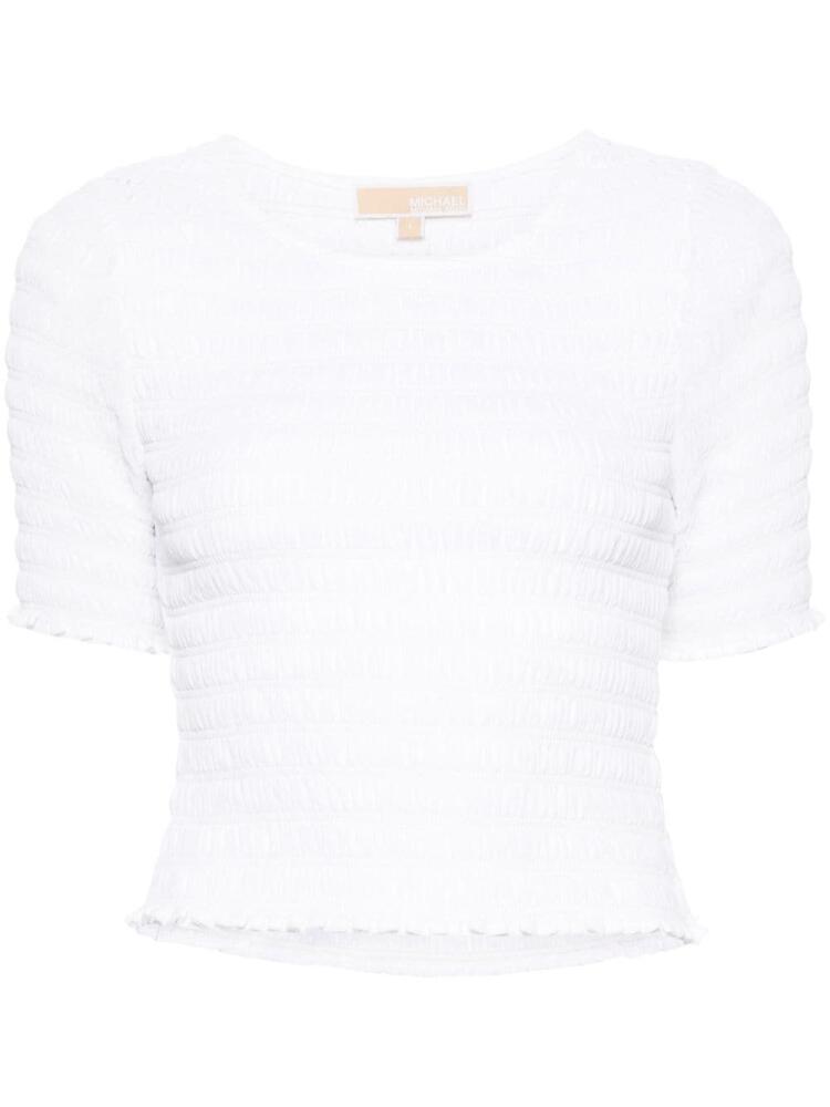 Michael Michael Kors ruffled-trim smocked T-shirt - White Cover