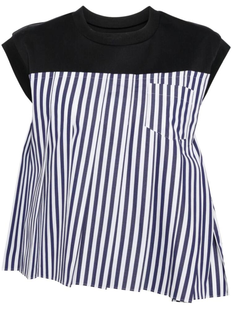 sacai striped sleeveless tank top - Blue Cover