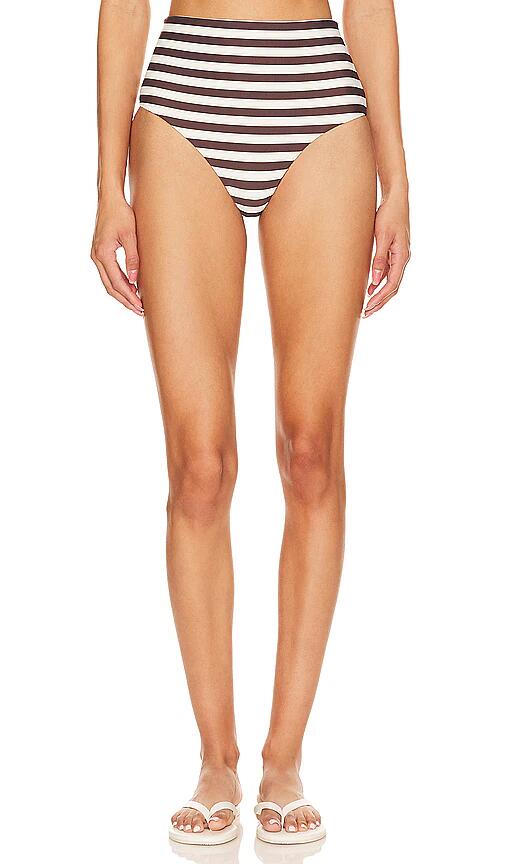 Anemos The High Waist Cheeky Bikini Bottom in Chocolate Cover