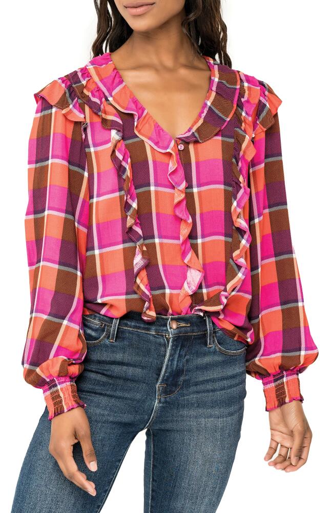 GIBSONLOOK Plaid Ruffle Shirt in Pink Plaid Cover