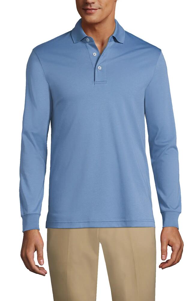 Lands' End Long Sleeve Cotton Supima Polo Shirt in Muted Blue Cover