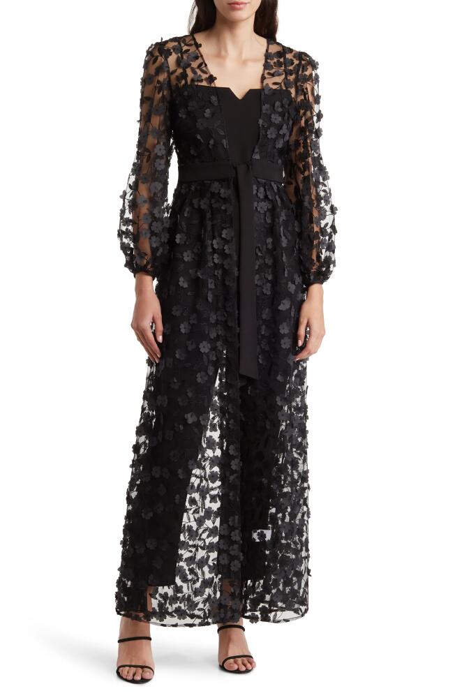 Julia Jordan Floral Overlay Jacket & Belted Jumpsuit in Black Cover