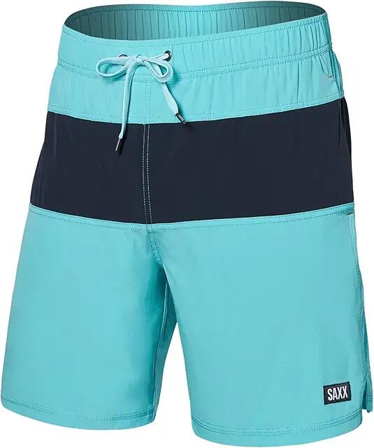 SAXX UNDERWEAR Oh Buoy Color-Blocked 2-N-1 Volley 7 (Turquiose/India Ink) Men's Swimwear Cover