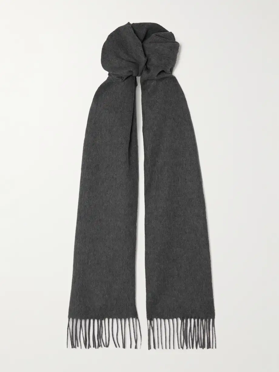 Johnstons of Elgin - Fringed Cashmere Scarf - Gray Cover