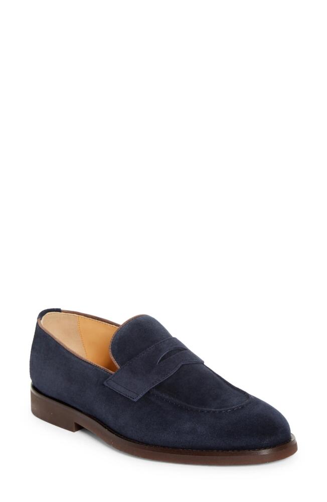 Brunello Cucinelli Suede Penny Loafer in Blue Cover