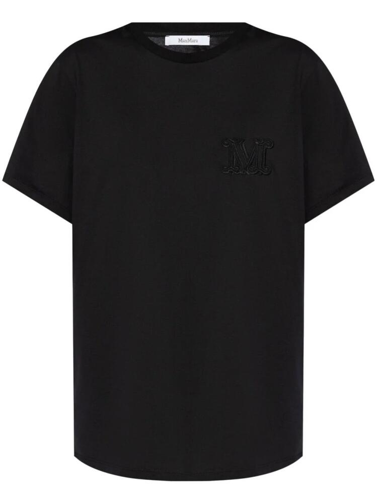 Max Mara monogram-embroidered cotton T-shirt - Black Cover