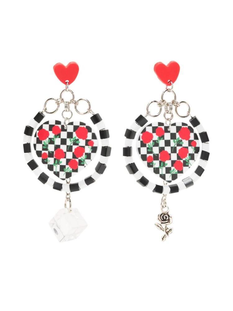 Amir Slama checkerboard-pattern heart earrings - Black Cover