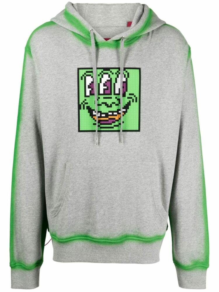 Mostly Heard Rarely Seen 8-Bit Triple The Eyes graphic-print cotton hoodie - Grey Cover