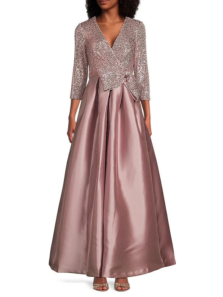 Eliza J Women's Sequin Bow Satin Gown - Mauve Cover