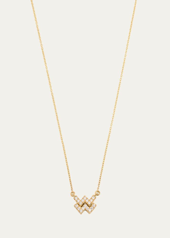 ENGELBERT Star Sign Necklace, Aquarius, in Yellow Gold and White Diamonds Cover