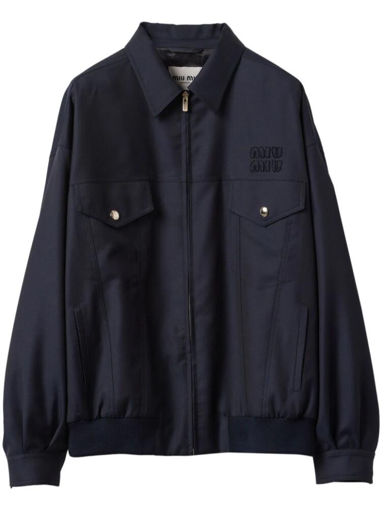 Miu Miu Batavia wool bomber jacket - Blue Cover