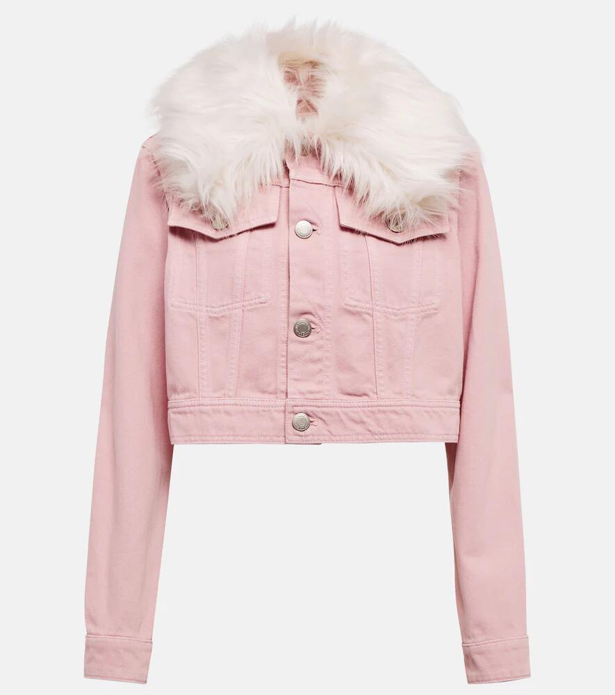 Ami Paris Faux fur-trimmed denim jacket Cover