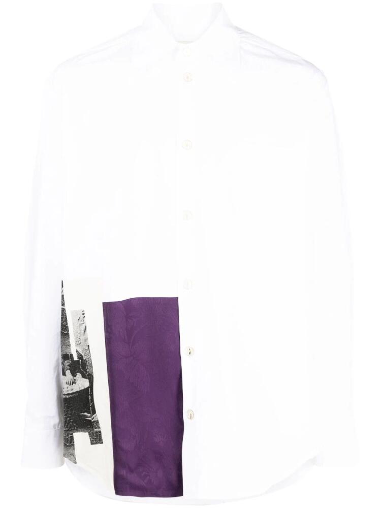 Namacheko panelled-design cotton shirt - White Cover