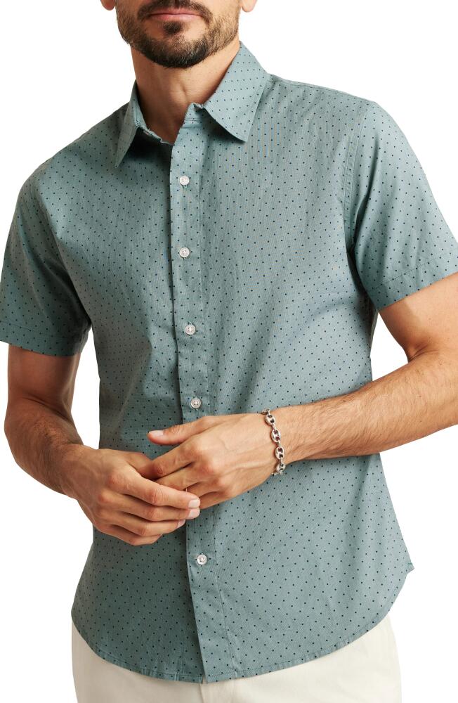 Bonobos Riviera Slim Fit Dot Stretch Short Sleeve Button-Up Shirt in Salt-Pond Dot Cover