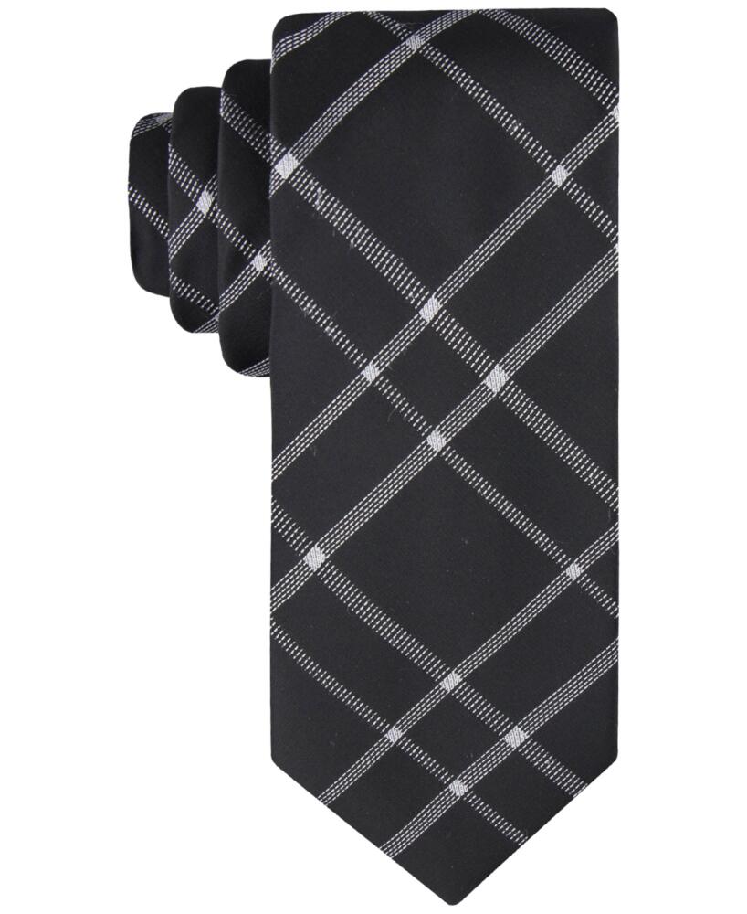 Calvin Klein Men's Stitch Plaid Tie - Black Cover