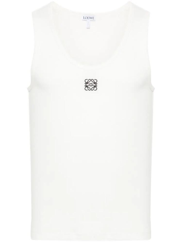 LOEWE Anagram-embroidered cotton tank top - White Cover