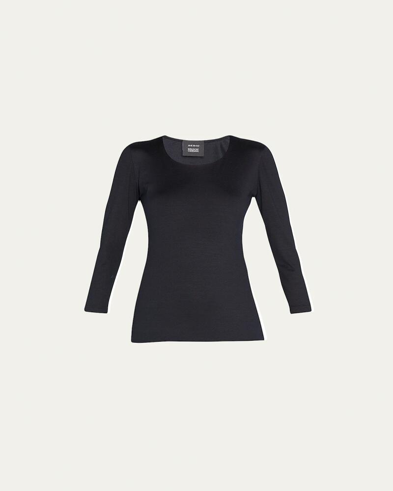 Akris Fitted 3/4-Sleeve Stretch-Jersey Top Cover