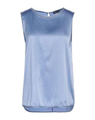 Peserico Woman Top Light blue Silk, Elastane Cover