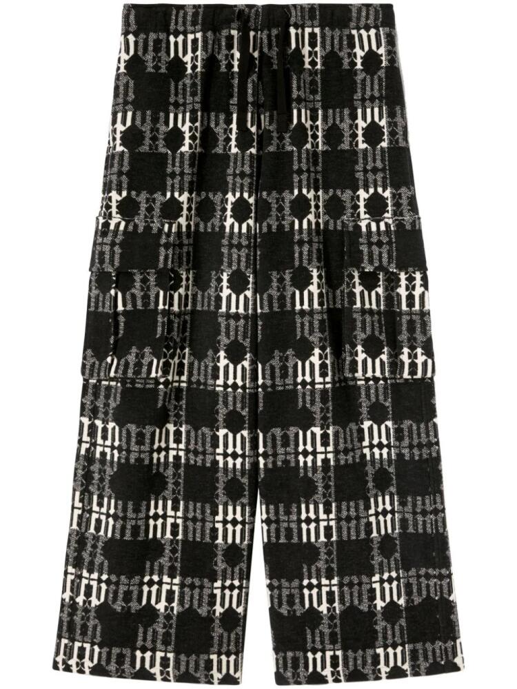 Palm Angels monogram-jacquard wide-leg trousers - Black Cover