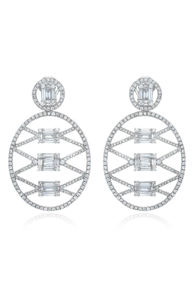 Mindi Mond Clarity Lattice Medallion Diamond Drop Earrings in 18K White Gold Cover