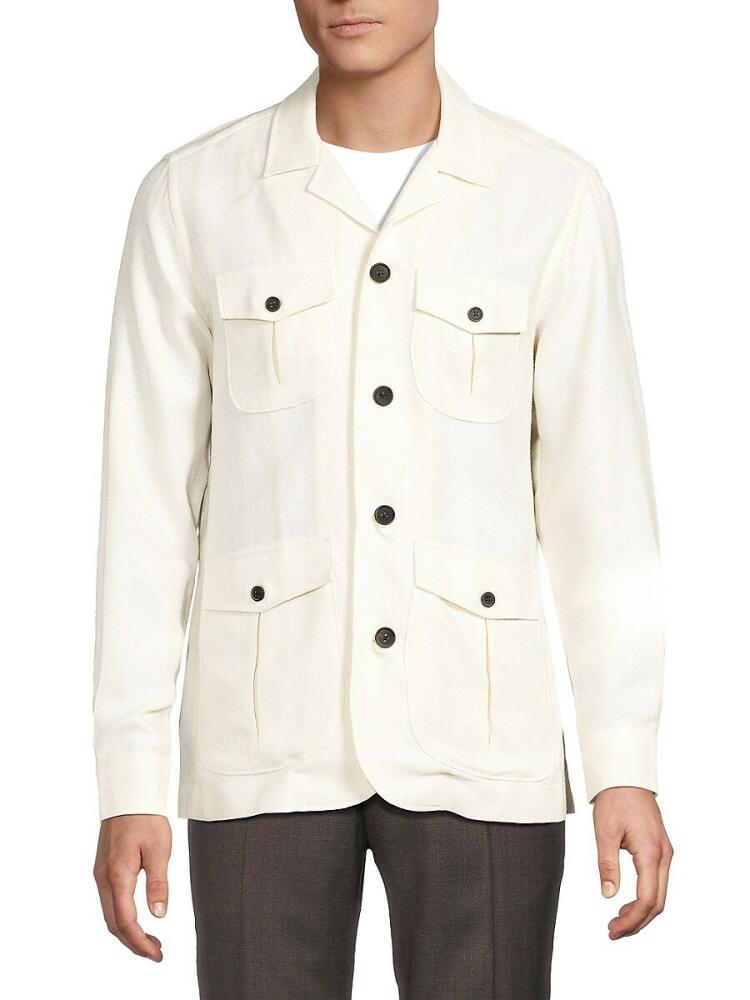 Emanuel Berg Men's Linen Blend Shirt Jacket - Off White Cover